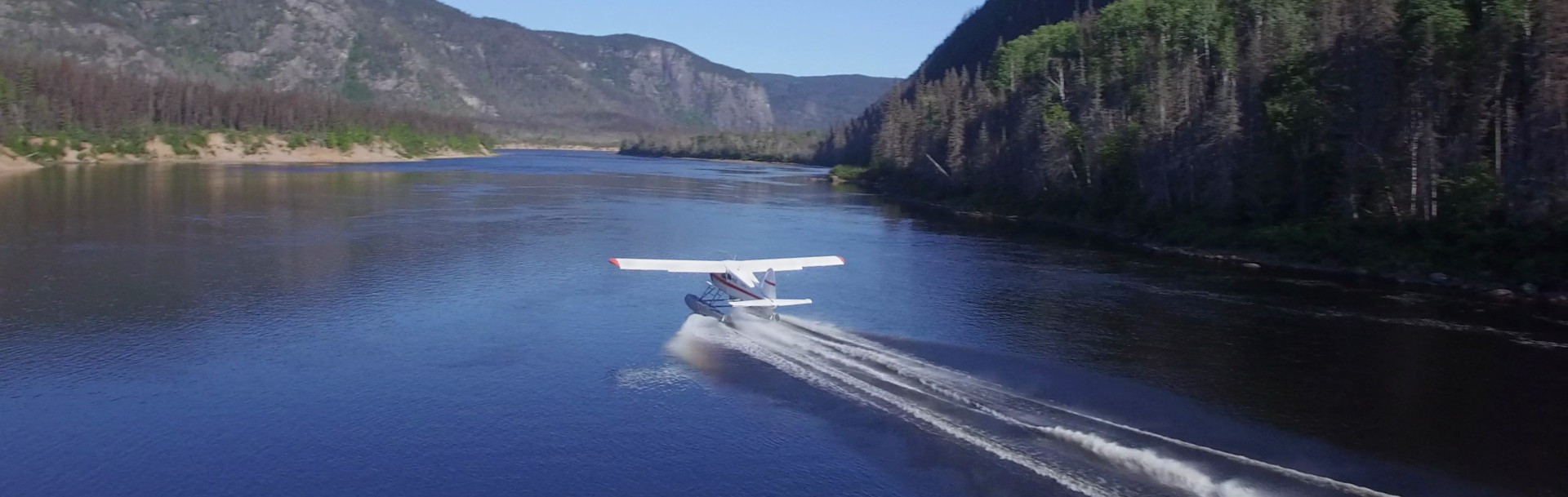 A float plane taking off